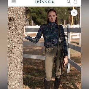 New Ronner designer Quarter Zip shirt with horse print velvet